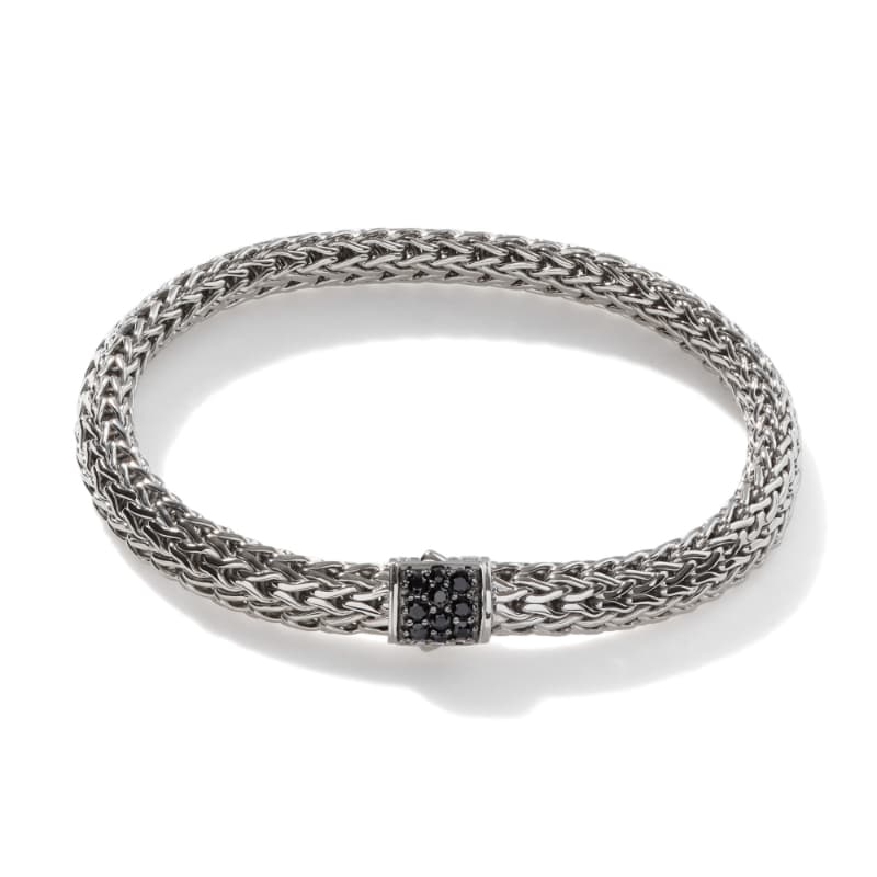 John Hardy Woven Chain Small Bracelet with Black Sapphires 0