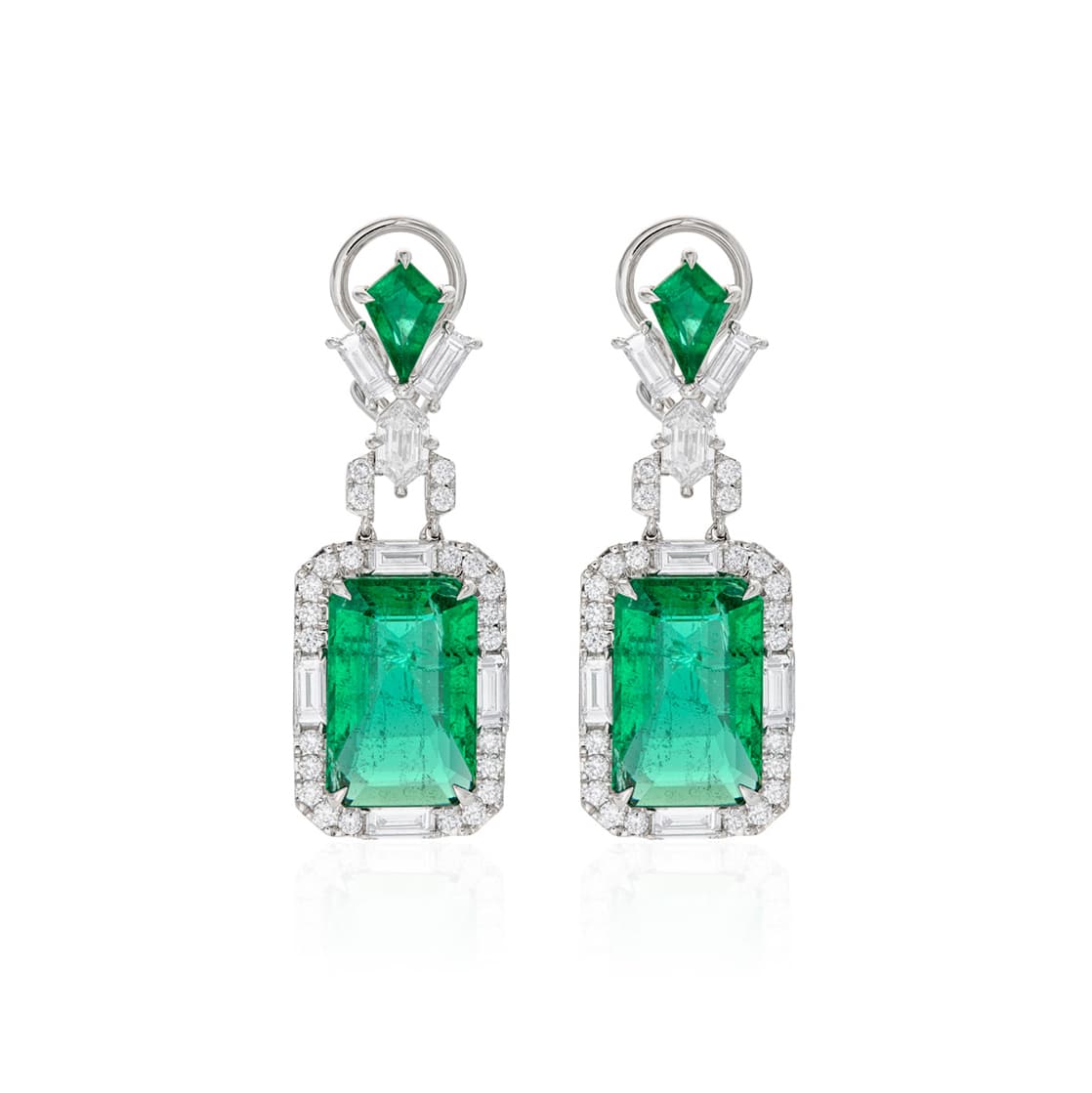 11.84 CTW Emerald and Diamond Earrings