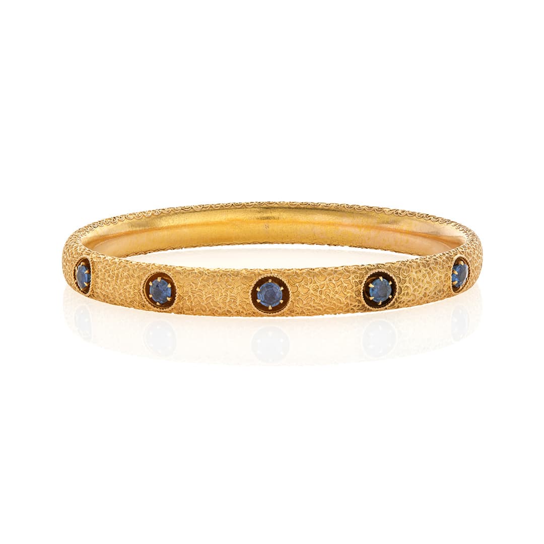 Estate Collection Etruscan Revival Sapphire Bangle Bracelet 0
