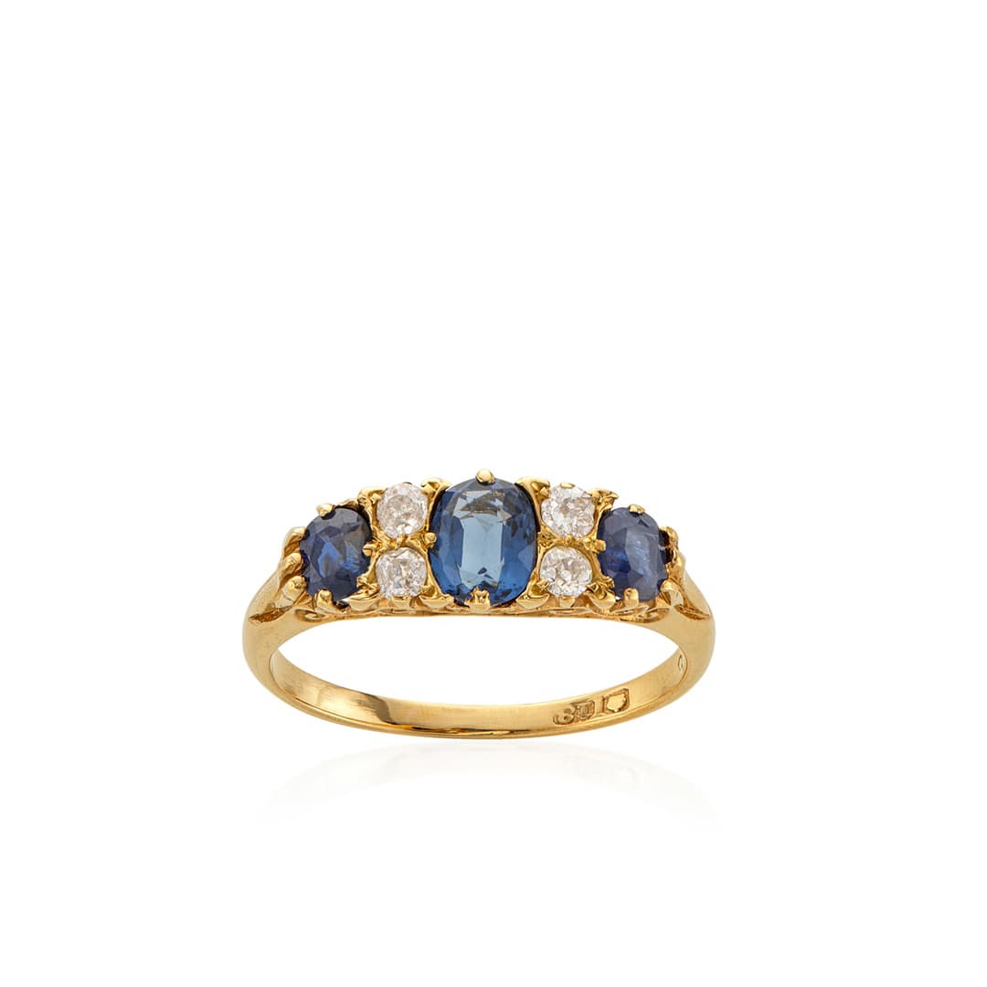 Estate Collection Three-Stone Oval Sapphire and Diamond Band 0