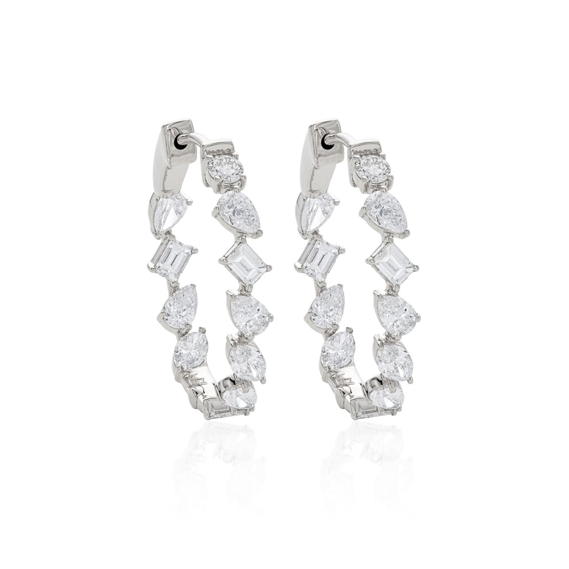 2.79 CTW Mixed Shape Diamond In and Out Hoop Earrings