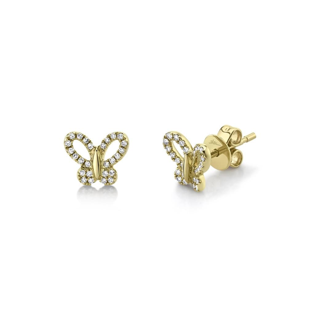 Small Pave Diamond Butterfly Stud Earrings 0