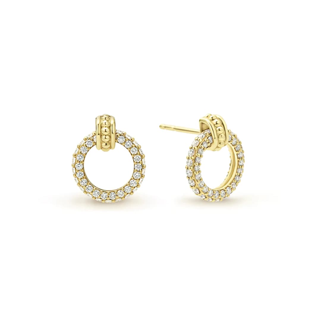 Lagos Meridian 18k Gold Circle Diamond Stud Earrings 0