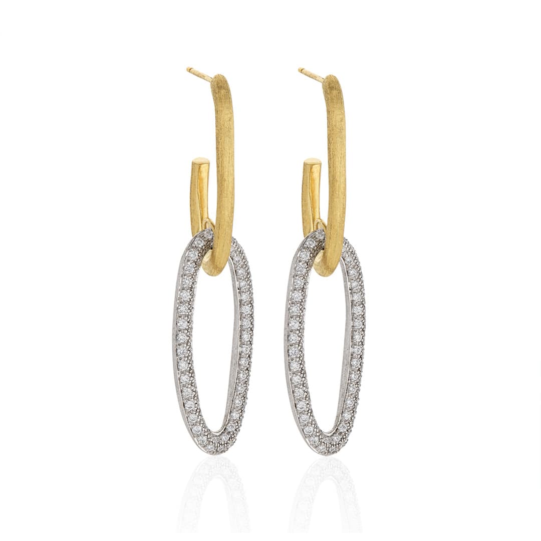 Marco Bicego Jaipur Yellow Gold Link Drop Earrings with Diamonds 3