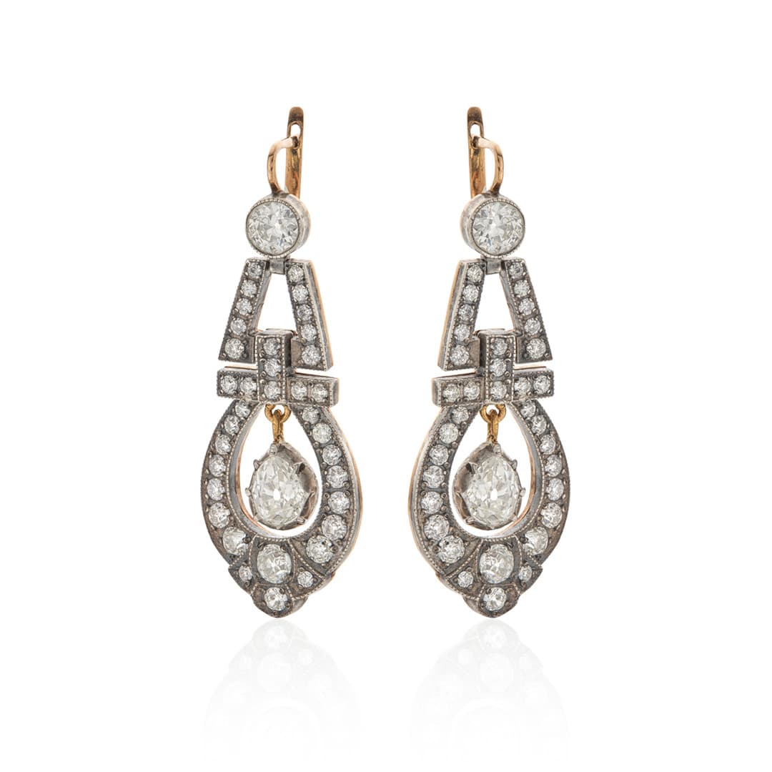 Estate Collection Art Deco Chandelier Diamond Earrings 0