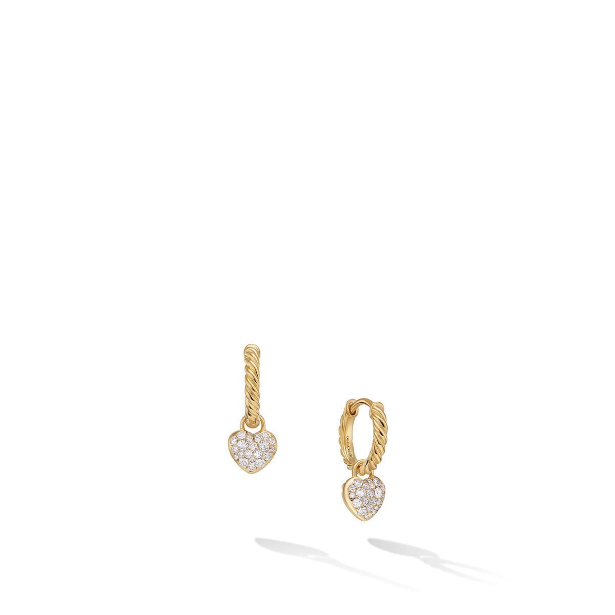 David Yurman Petite Interchangeable Pavé Heart Drop Earrings in 18K Yellow Gold with Diamonds