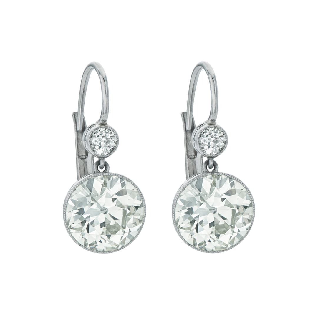 Estate Collection Platinum Retro 6.57ctw Diamond Drop Earrings