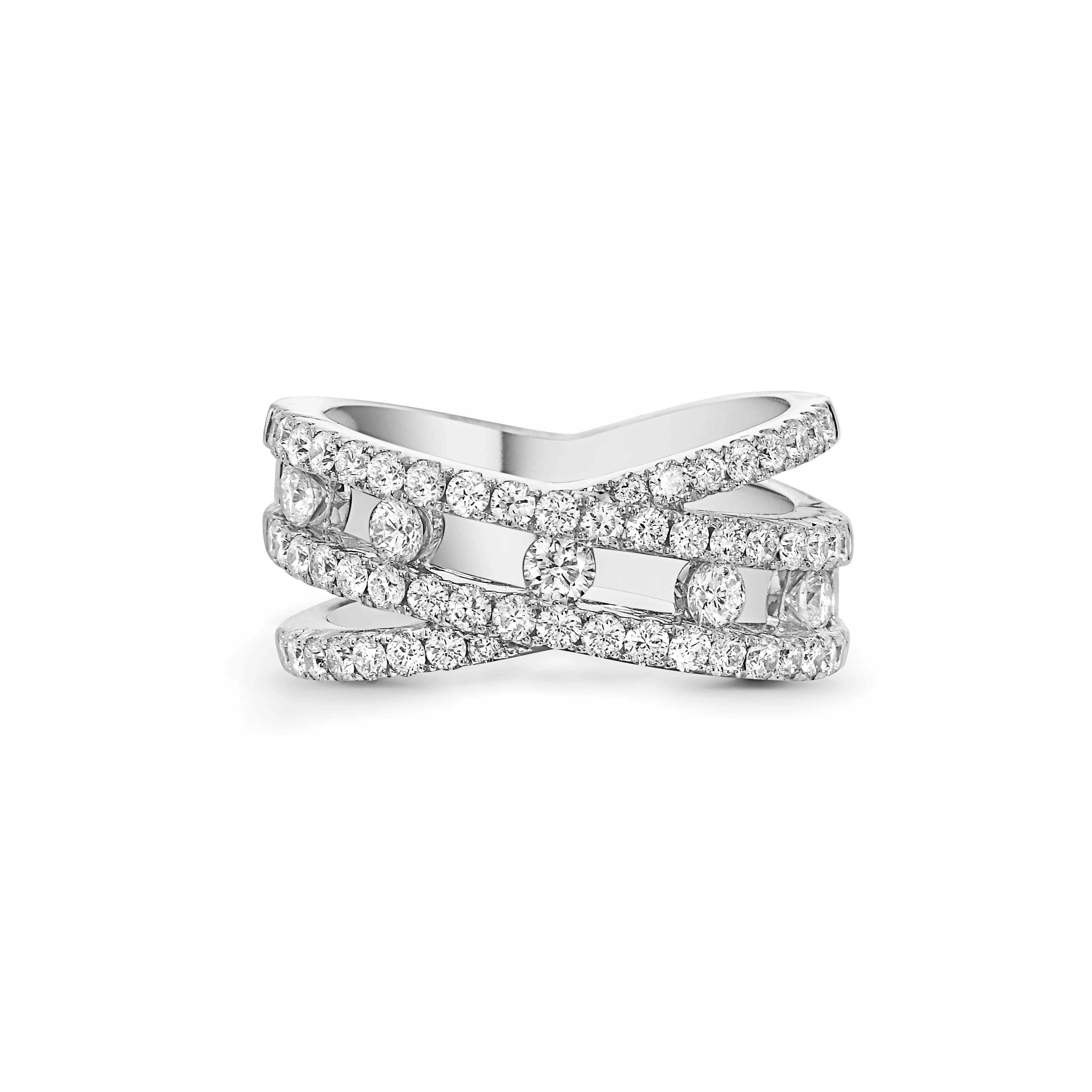 Charles Krypell Air Crossover Ring in White Gold