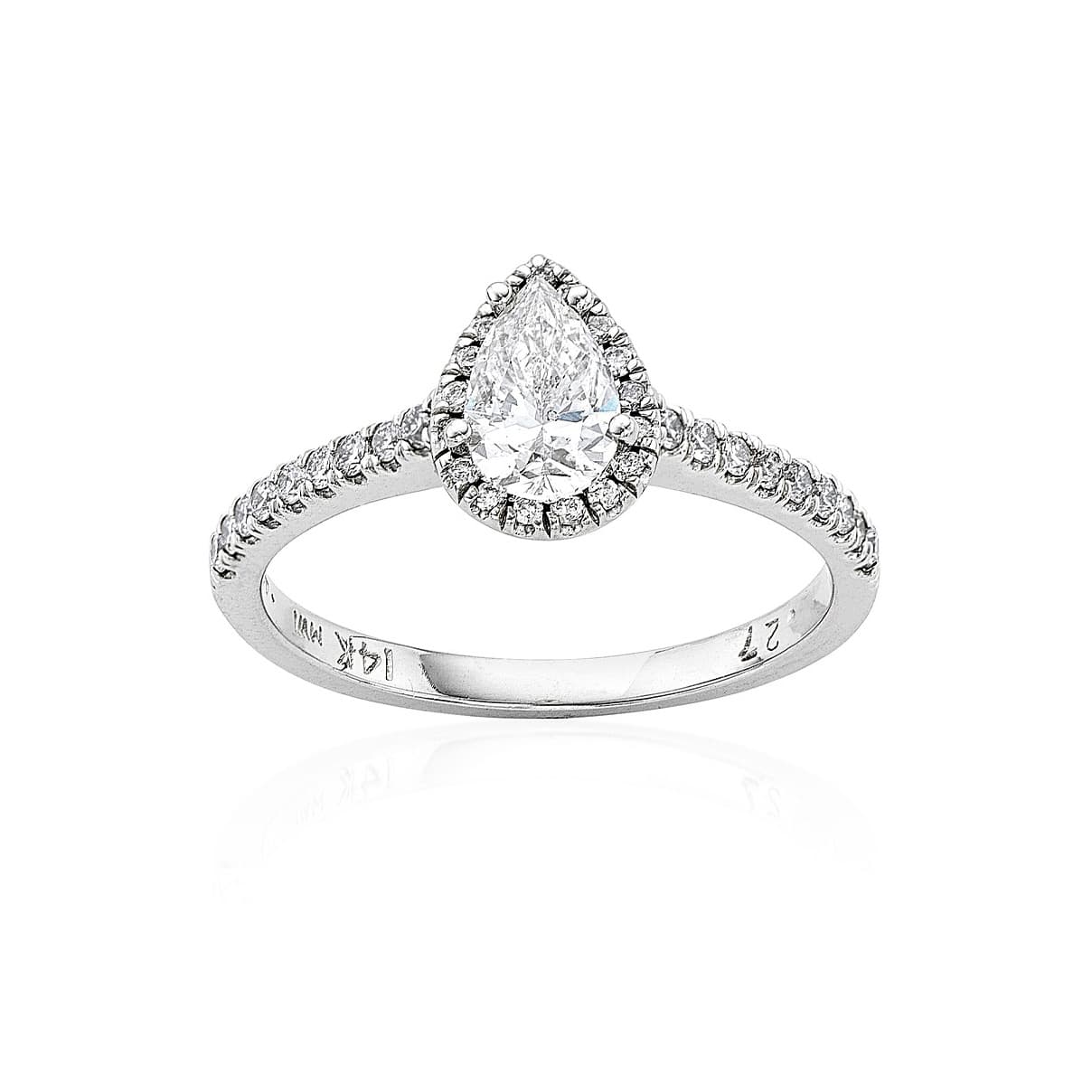White Gold Pear Shaped Halo Diamond Engagement Ring 0