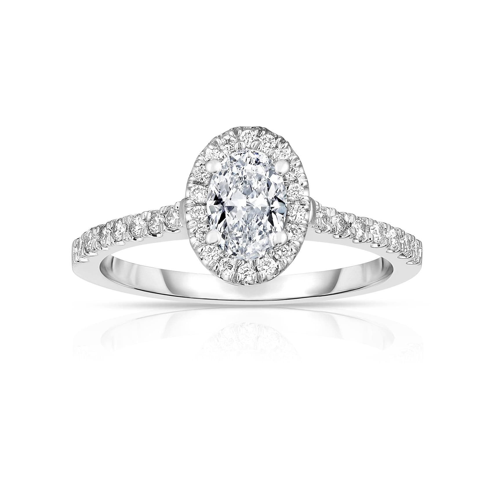 White Gold .70 CTW Oval Diamond Halo Engagement Ring 0