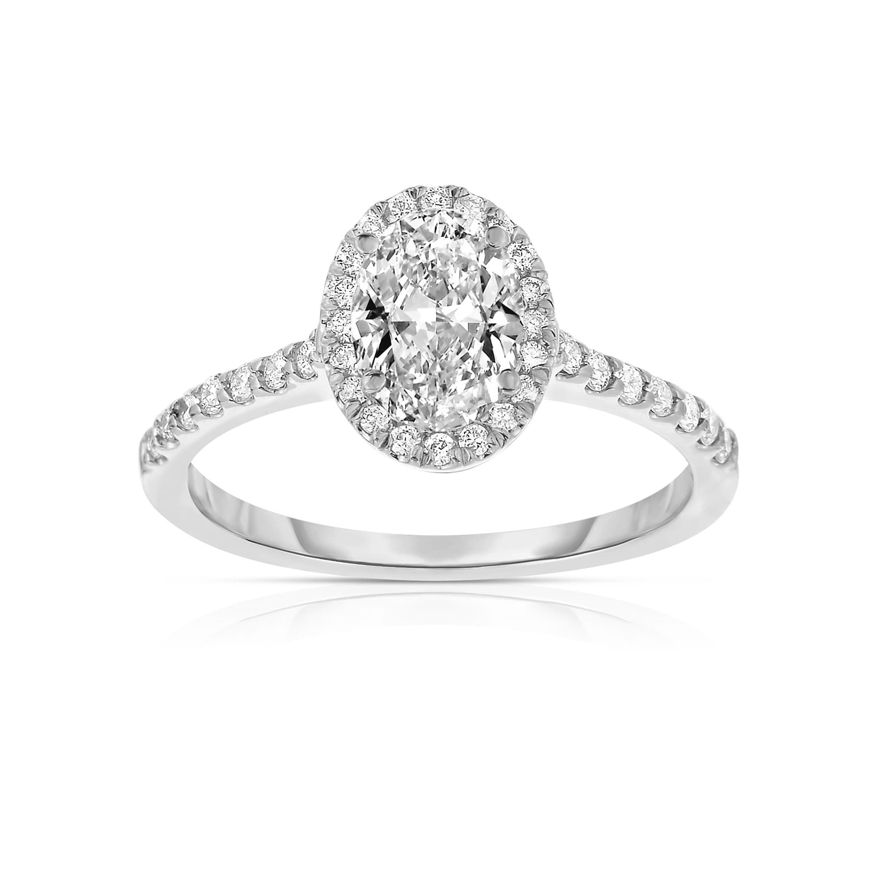 White Gold 1.00 CTW Oval Diamond Halo Engagement Ring 0