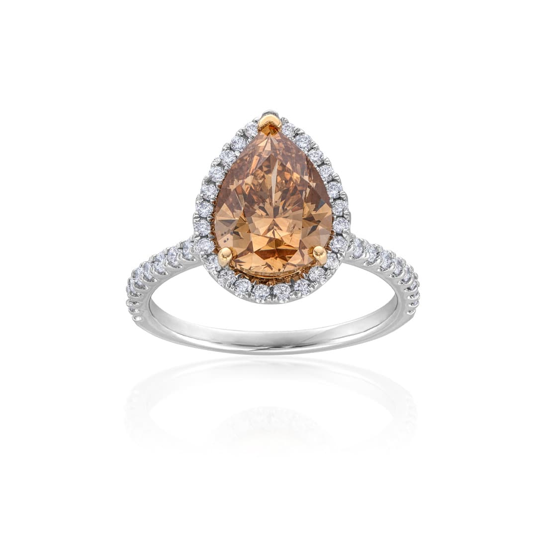 2.97 CT Pear Shaped Brown Diamond Engagement Ring 0