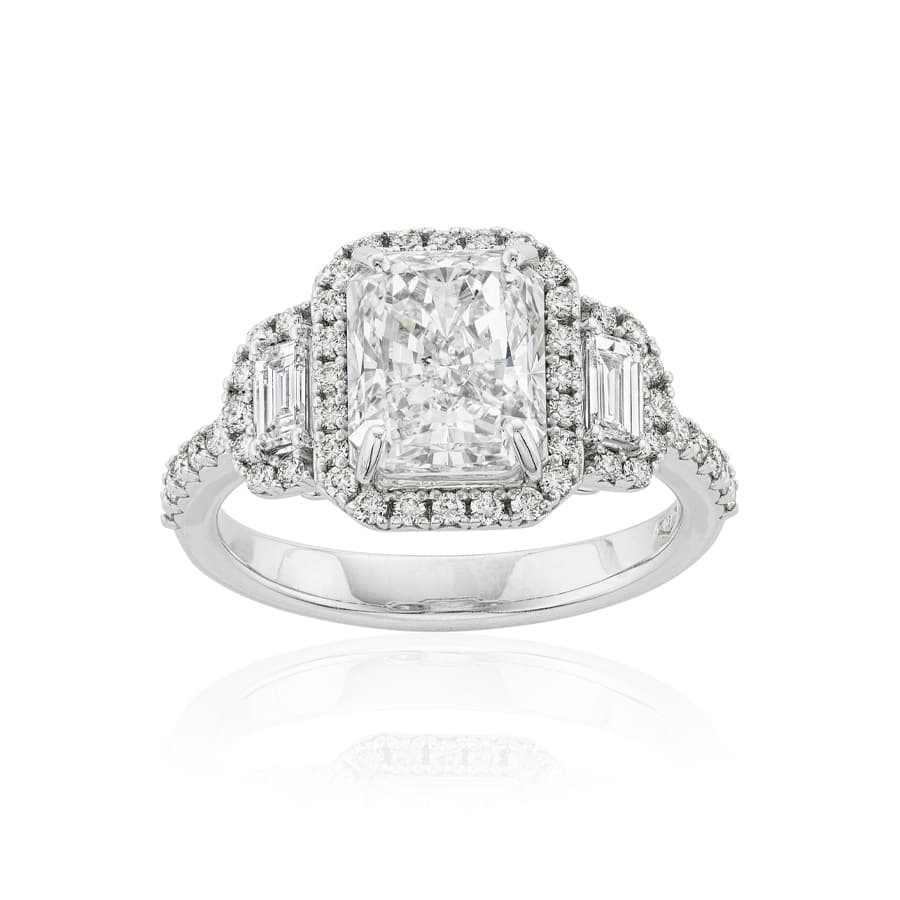 3.02 CT Radiant Cut Diamond White Gold Engagement Ring