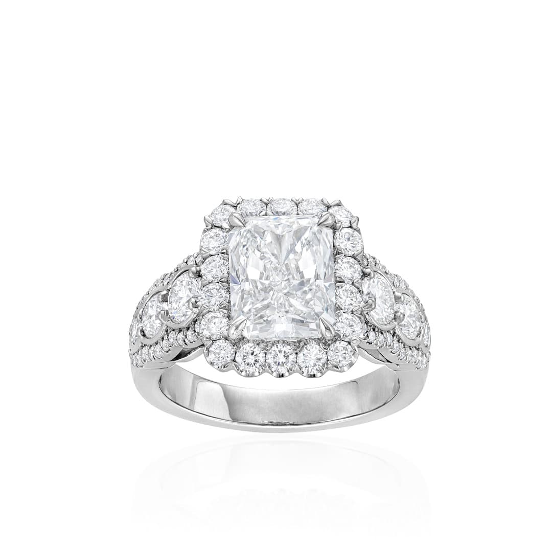 3.01 CT Radiant Cut Halo Diamond Engagement Ring 0