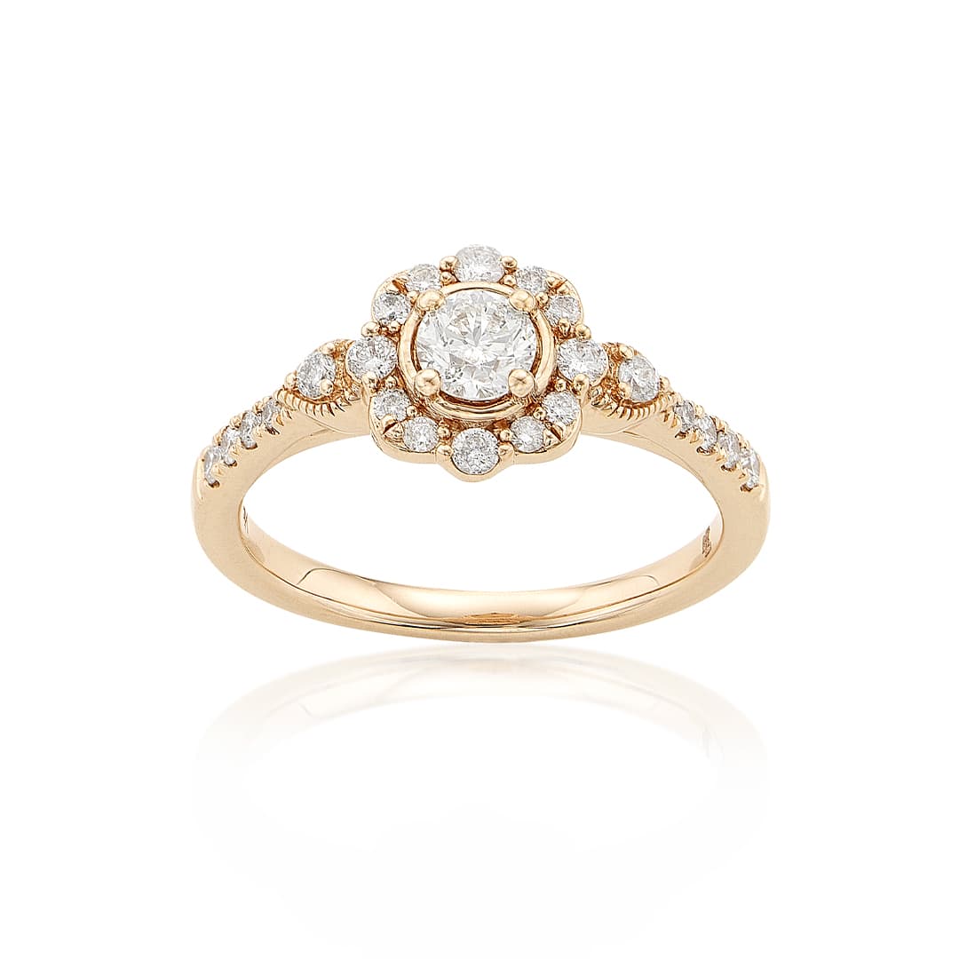 Rose Gold Scalloped Round Diamond Engagement Ring 0