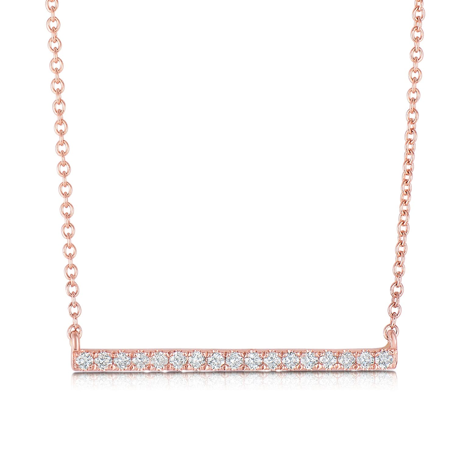 Rose Gold 0.17 Carat Diamond Bar Pendant Necklace