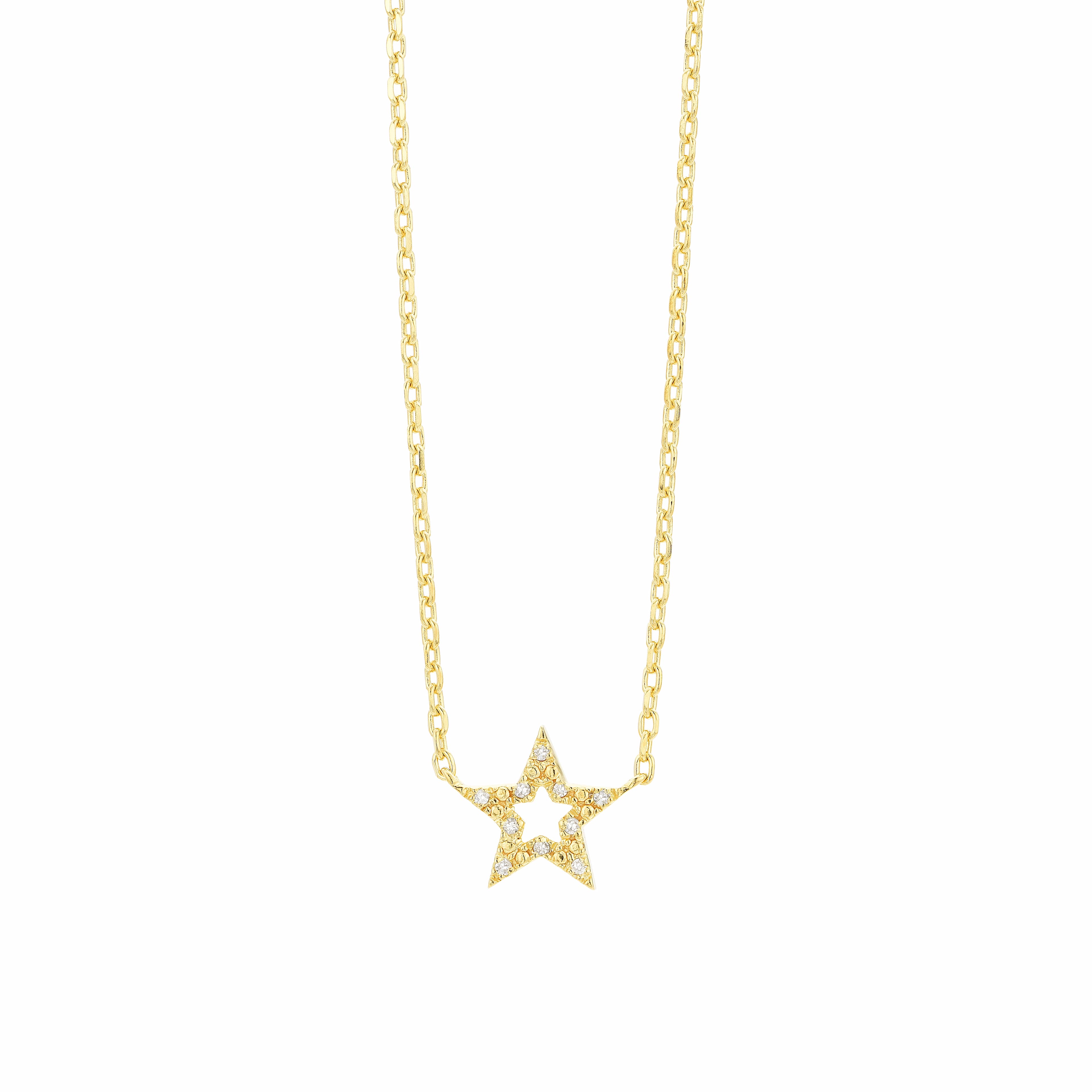 Gold Plated Open Star Diamond Necklace
