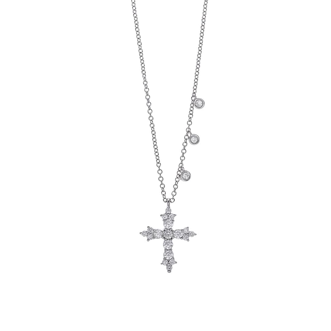 Diamond Cross and Bezel Dangle Necklace