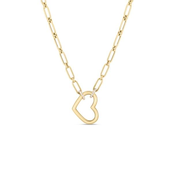 Roberto Coin Cialoma Yellow Gold Paperclip Heart Necklace 0