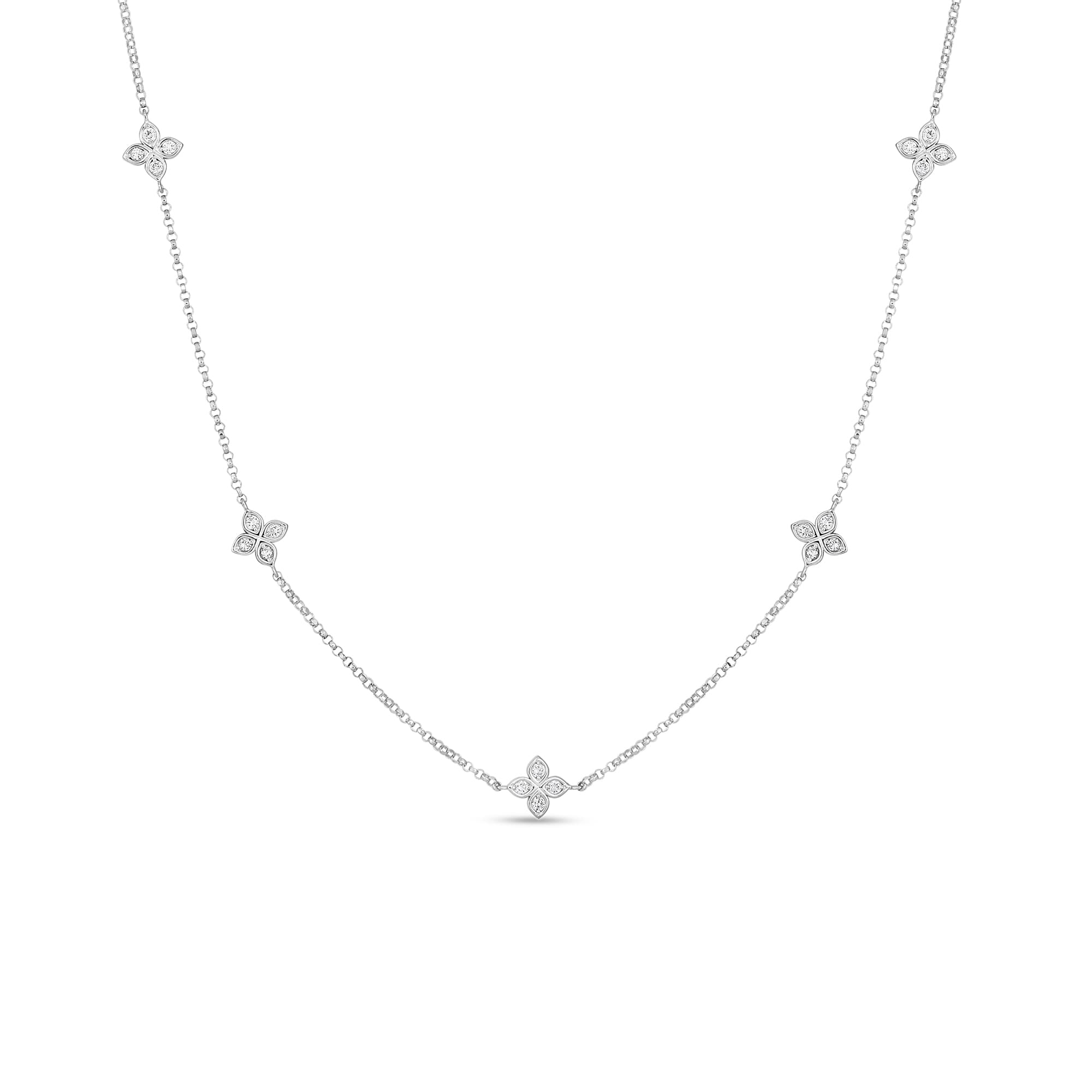 Roberto Coin Love by the Inch White Gold Diamond Station Necklace