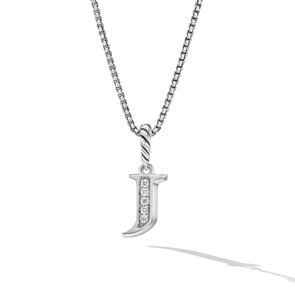 David Yurman Pavé Diamond Initial J Pendant Necklace in Sterling Silver