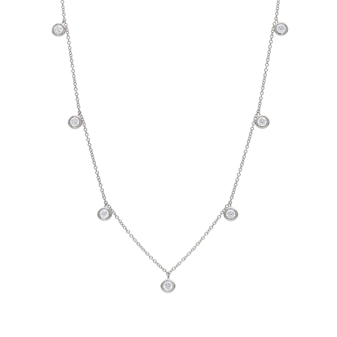 Seven Drop Bezel Diamond Station Necklace