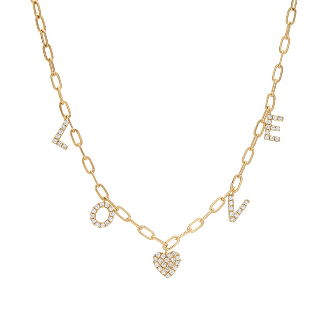 Love Heart Diamond Charm Necklace