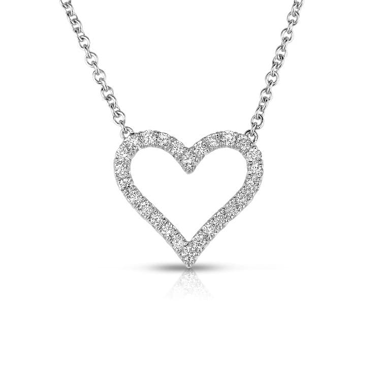 White Gold 0.50 CTW Diamond Heart Pendant Necklace