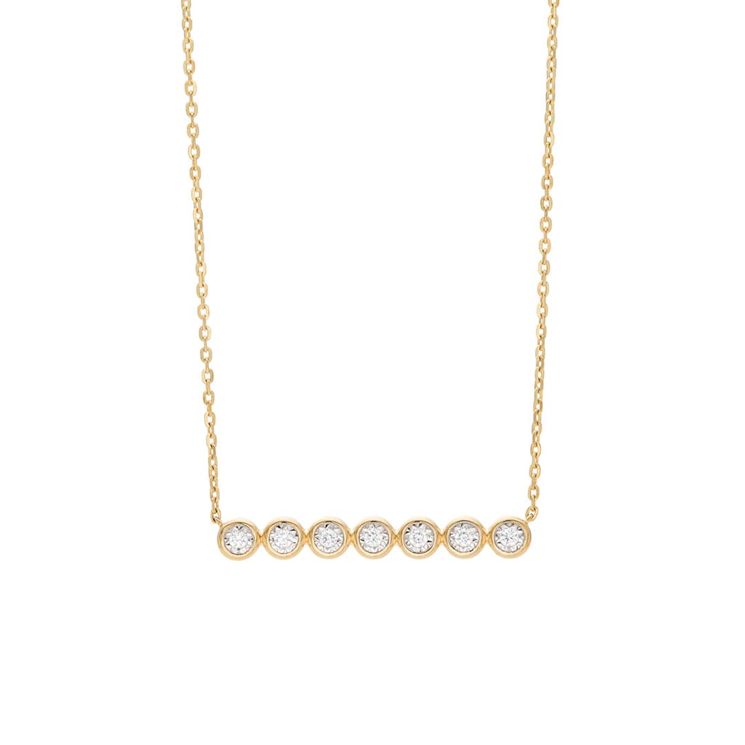 Bezel-Set Illusion Diamond Bar Pendant Necklace