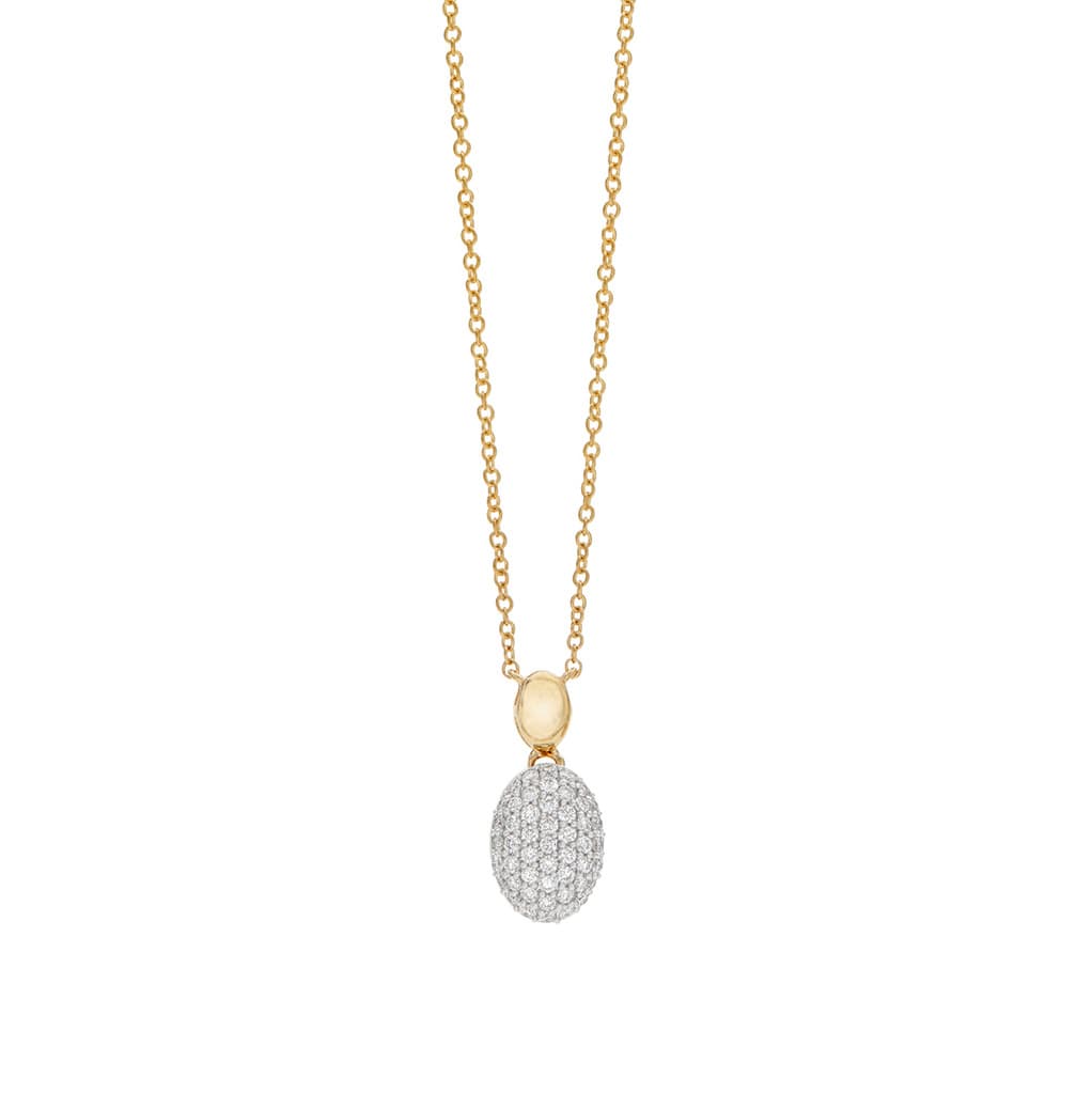 Pave Diamond Oval Shape Pendant Necklace 0