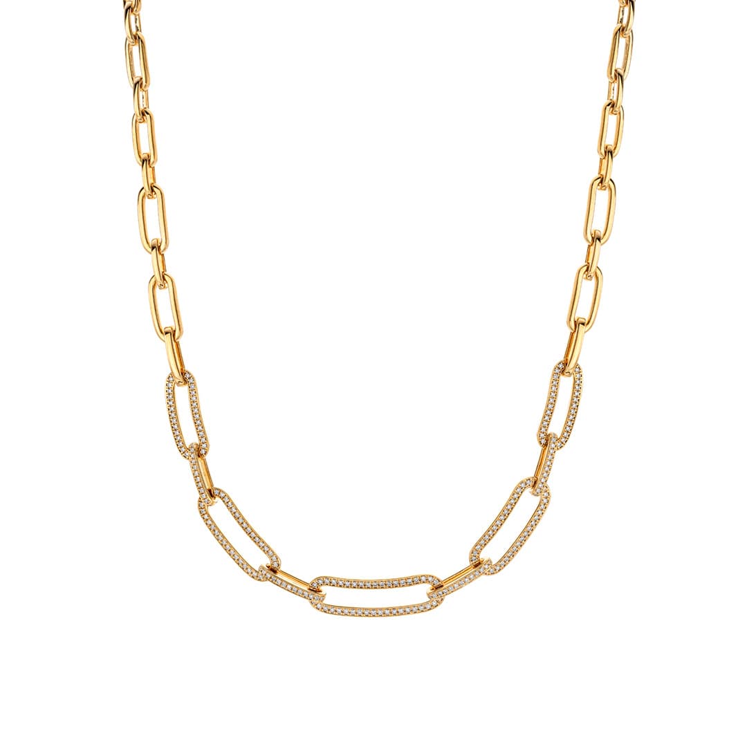 Graduated Diamond Link Yellow Gold Necklace 0