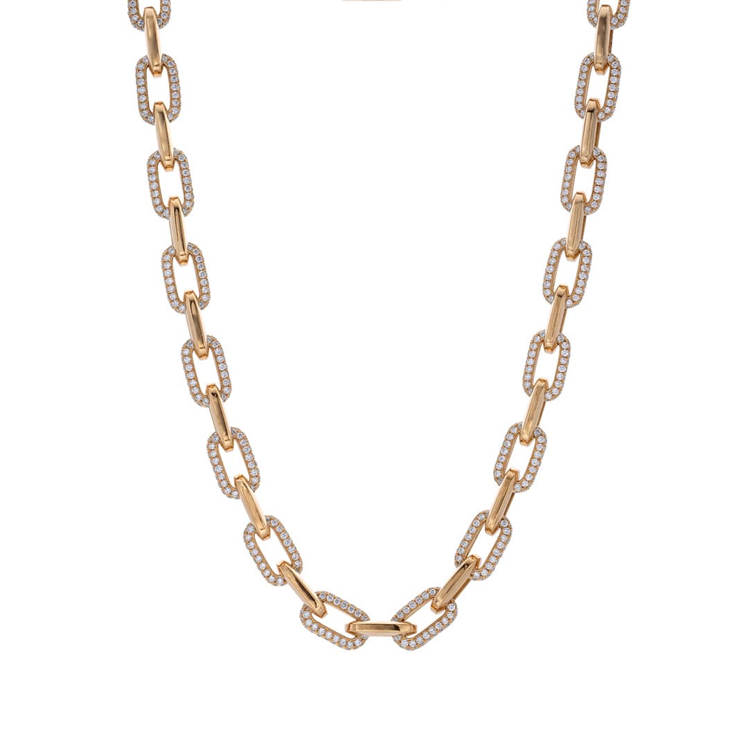 24.10 CTW Diamond Oval Link Yellow Gold Necklace 0