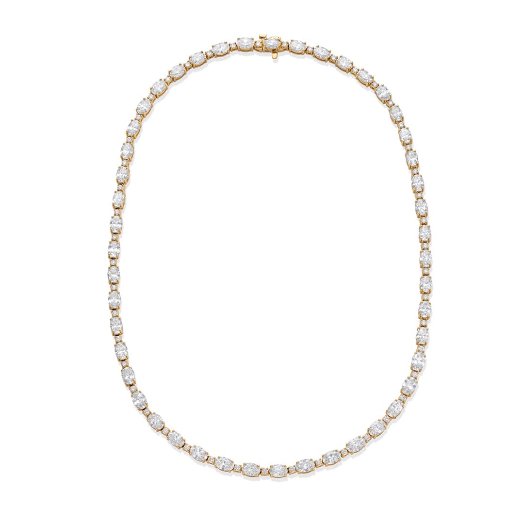 Oval Diamond Collar Necklace in Yellow Gold 0