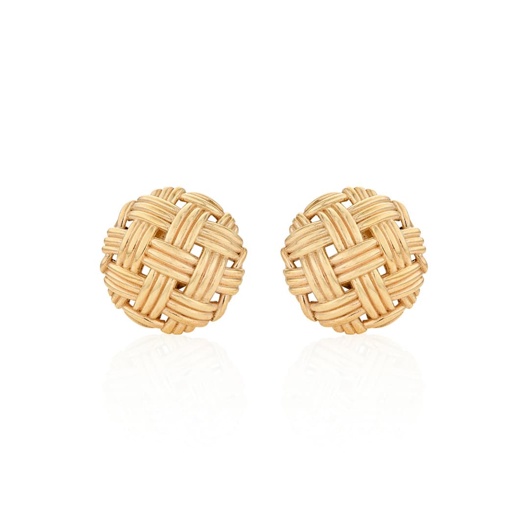 Woven Texture 18mm Domed Stud Earrings