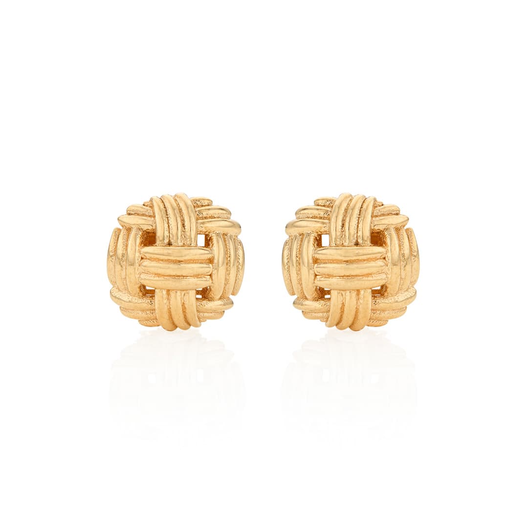 Woven Texture 13mm Domed Stud Earrings