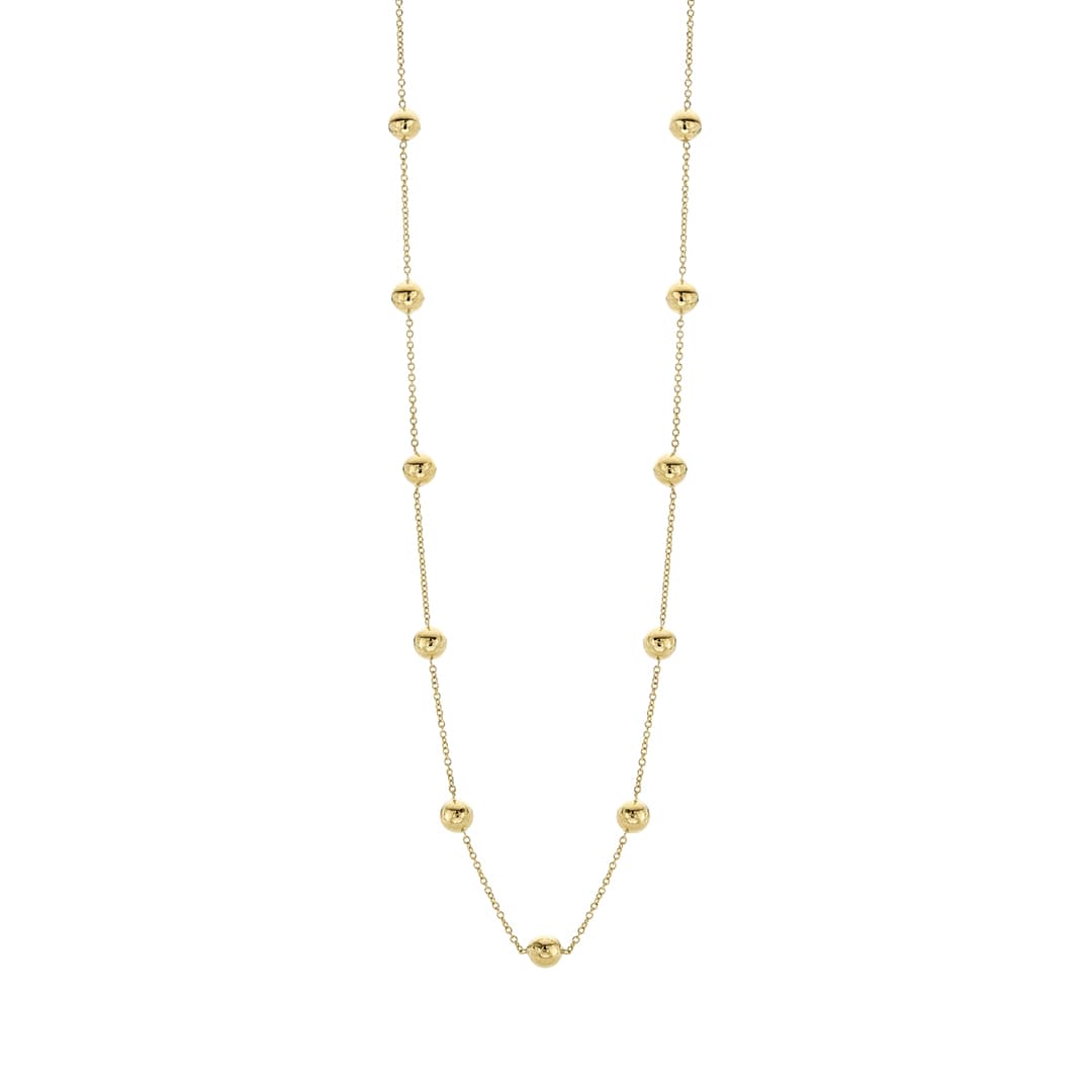 Polished Yellow Gold Ball Station Necklace