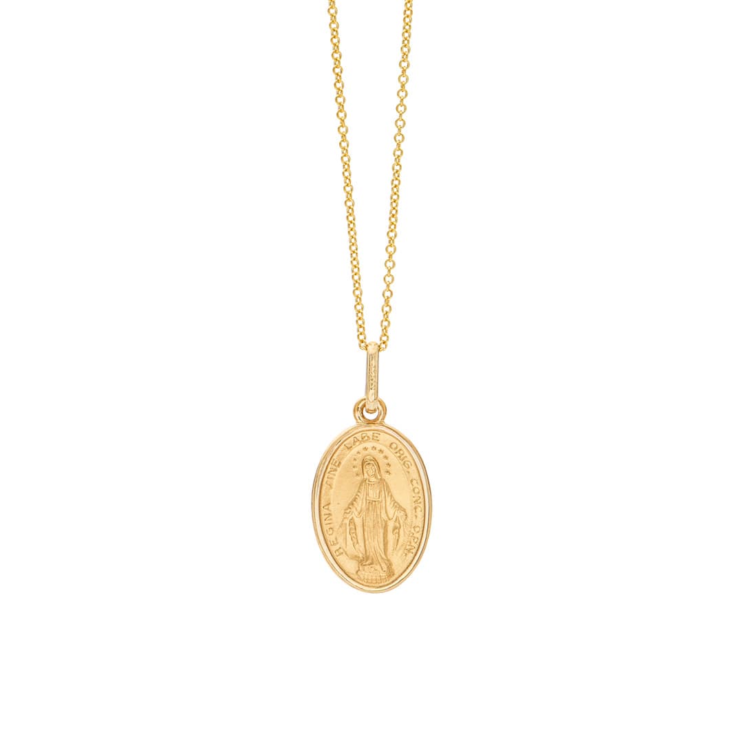 Miraculous Medal Gold Pendant Necklace 0