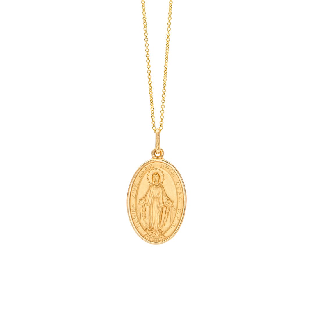 Miraculous Medal Pendant Necklace in Yellow Gold 0