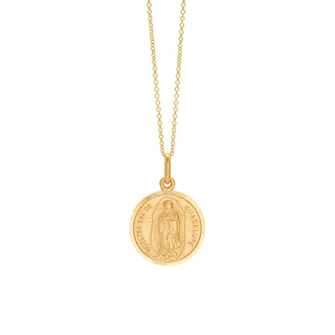Our Lady of Guadalupe Gold Pendant Necklace, 17mm