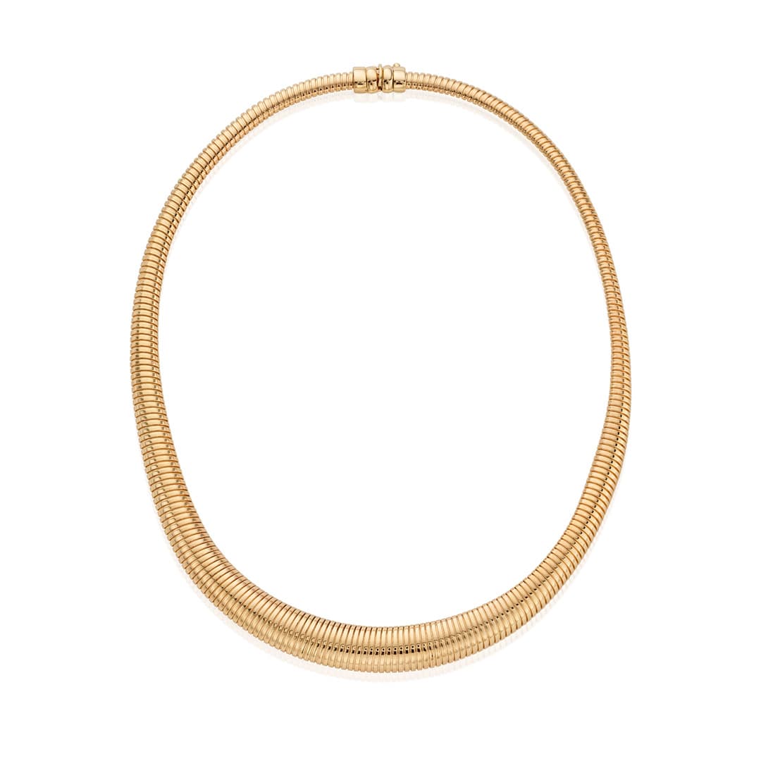 Graduated Omega Chain Necklace in 14k Yellow Gold