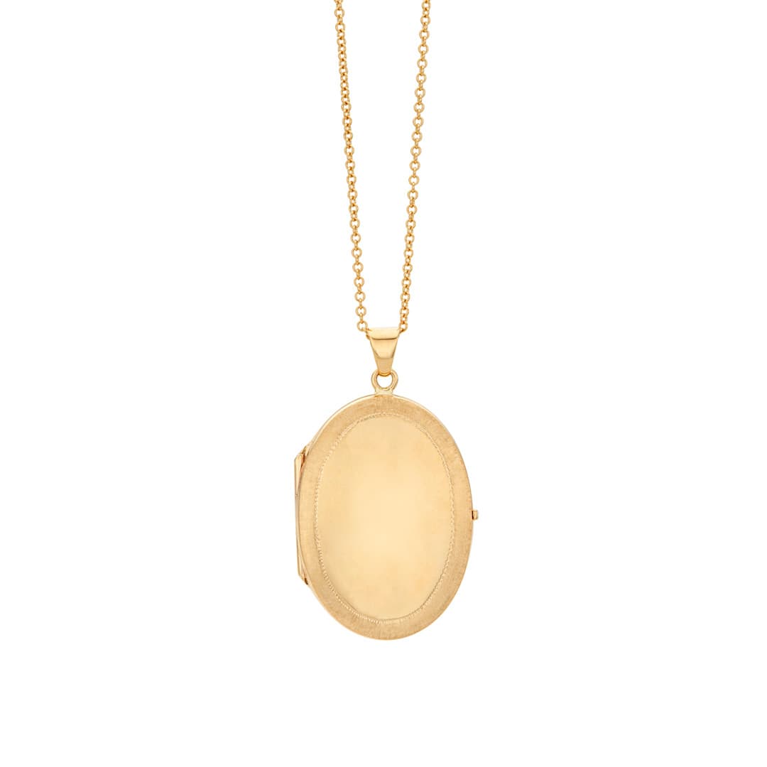 Yellow Gold Oval Locket Necklace, 35mm