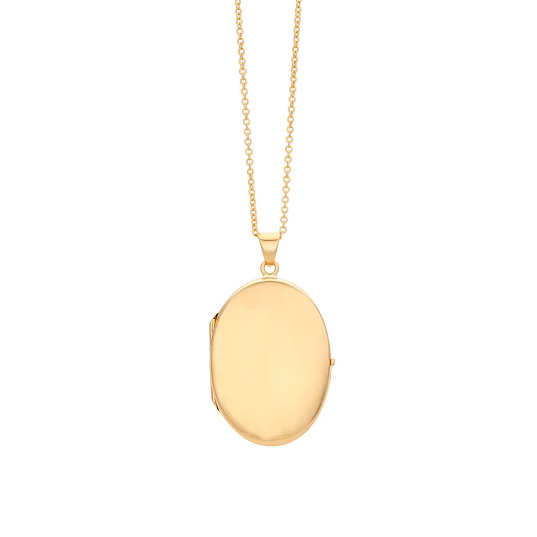 Yellow Gold Polished Oval Locket Necklace, 35mm