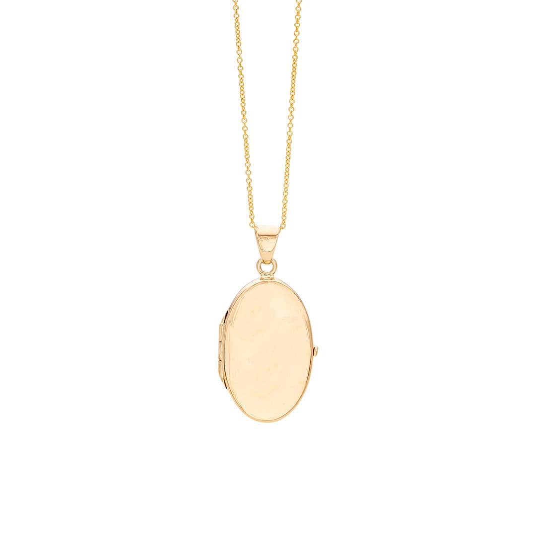 Yellow Gold Polished Oval Locket Necklace, 27mm 0