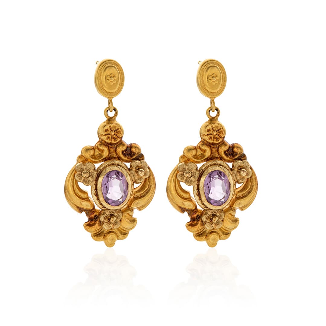 Estate Collection Victorian Amethyst Dangle Earrings 0