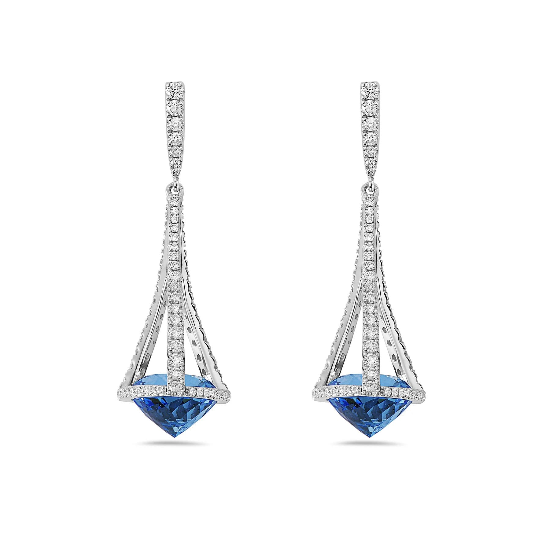 Charles Krypell London Blue Topaz and Diamond Chandelier Earrings