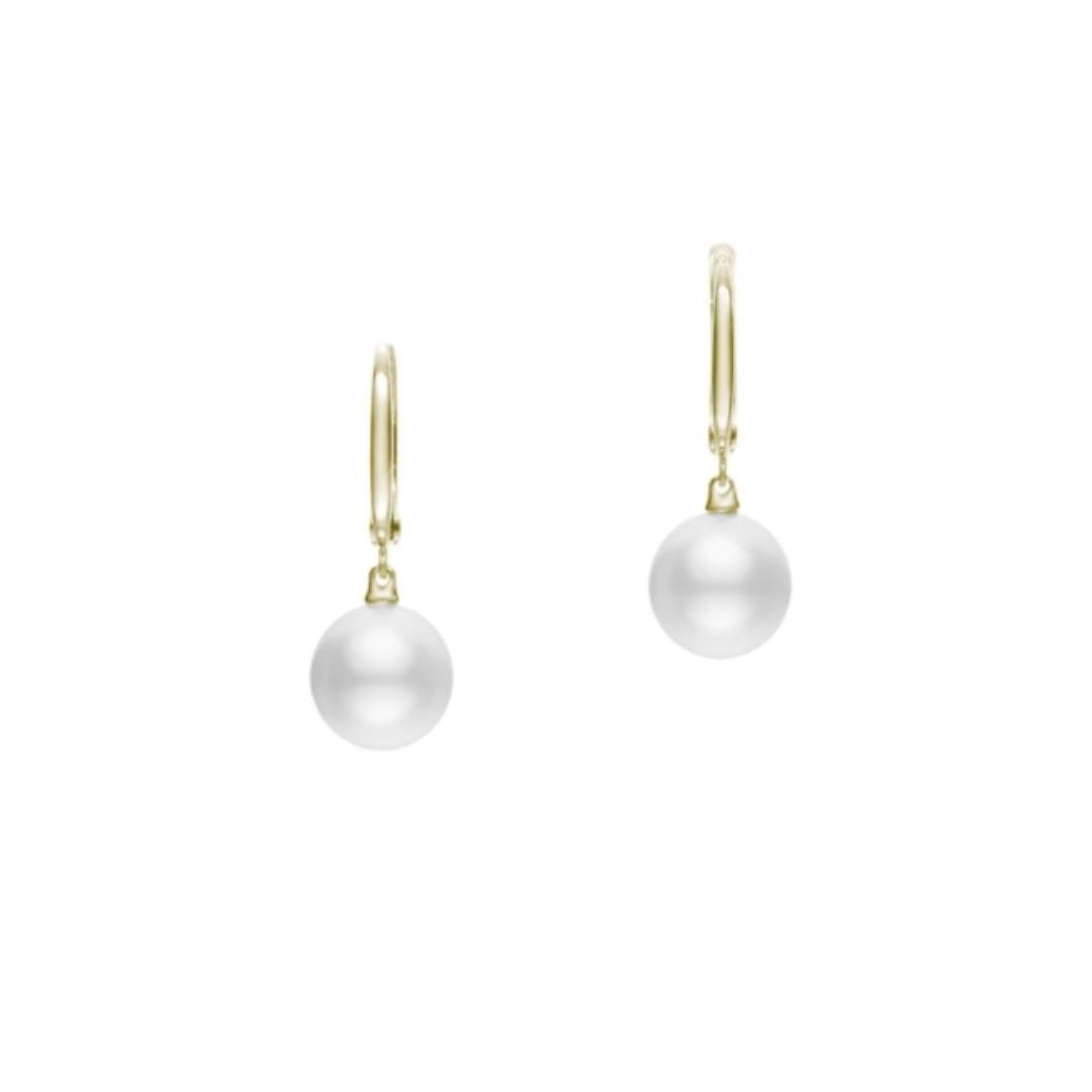 Mikimoto 10mm A White South Sea Pearl Dangle Earrings