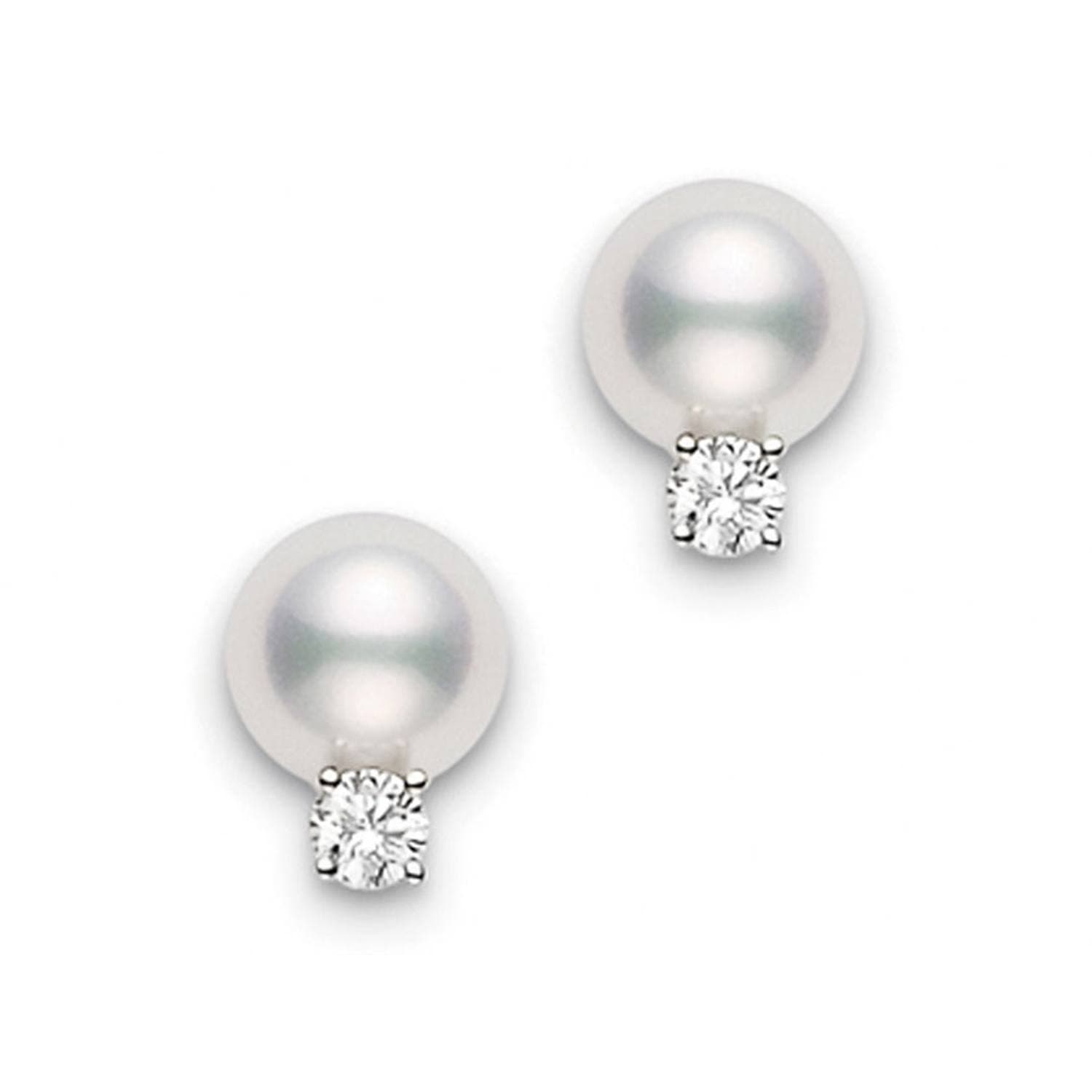 Mikimoto 6.5-6mm A Pearl and Diamond Stud Earrings 0