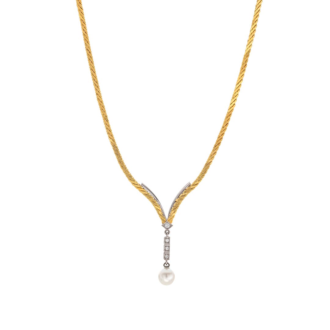 Estate Collection Pearl and Diamond Serpentine Necklace 0