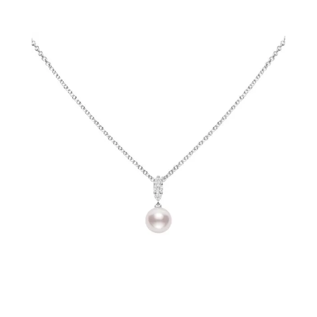 Mikimoto Morning Dew 7.5mm A Akoya Cultured Pearl Pendant Necklace in White Gold 0