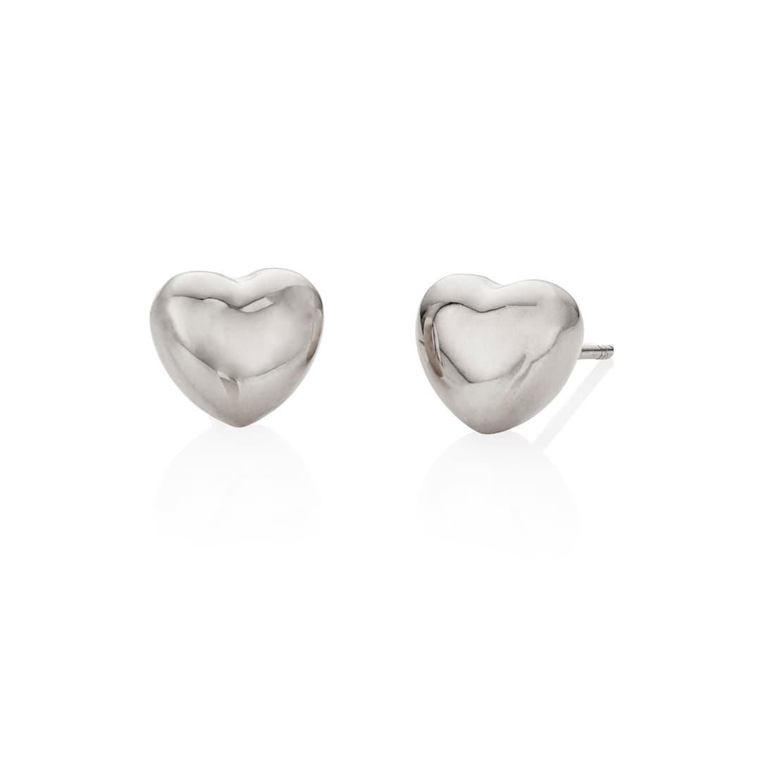 Sterling Silver Puffed Heart Stud Earrings 0